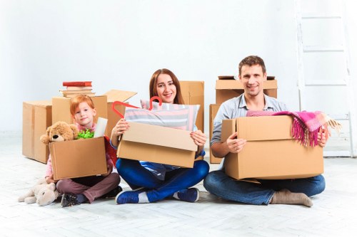 Local packing team organizing boxes for a Lambeth move